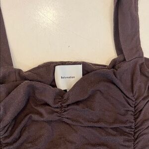 Reformation Chocolate Ruched dress